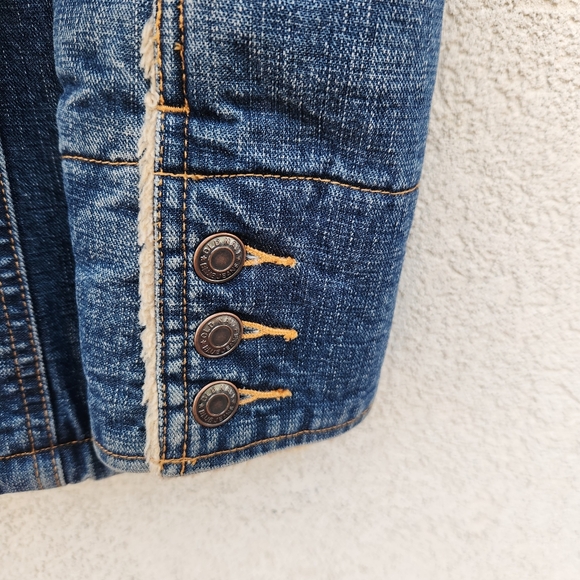 Vintage OLD NAVY Women’s Denim Coat Small Sherpa Lined Barn Chore Jacket - Picture 9 of 12